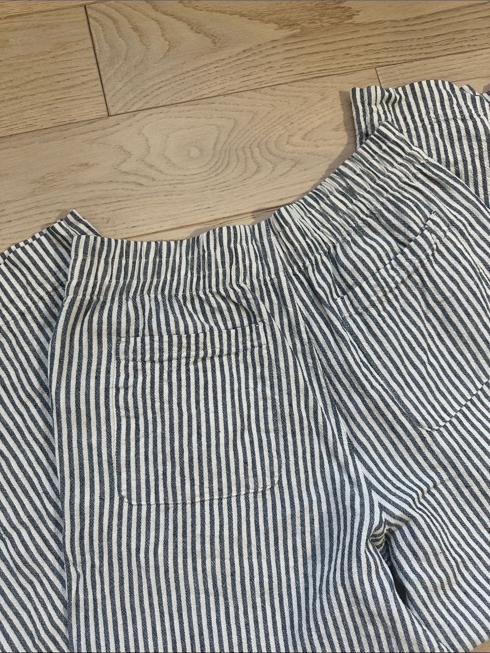 Striped Muted Teal and White Lightweight Lounge Pants Elastic Waist Wide Leg - Picture 8 of 9